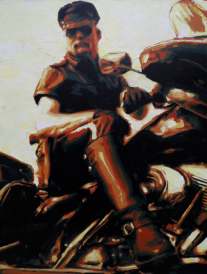 Harley Kop, Painting of a police officer riding a motorcycle