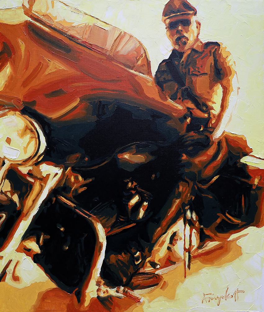 Arizona Heat, Painting of a leather biker from Arizona