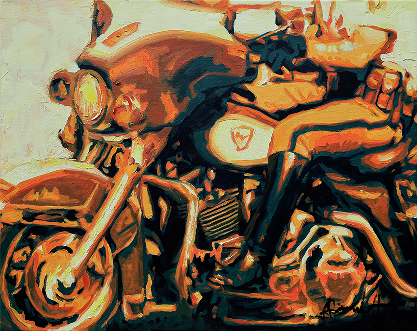 Motor Cop #2, Painting of a police officer riding a motorcycle