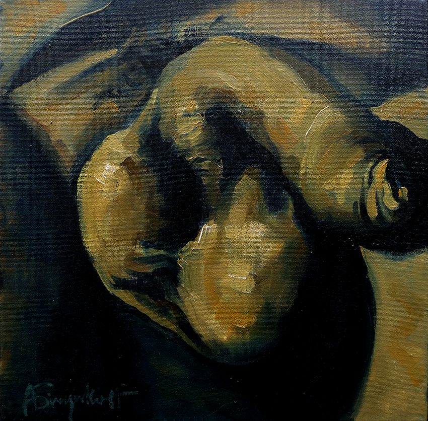 2 Dozen Eggs #9, Painting male nude close up
